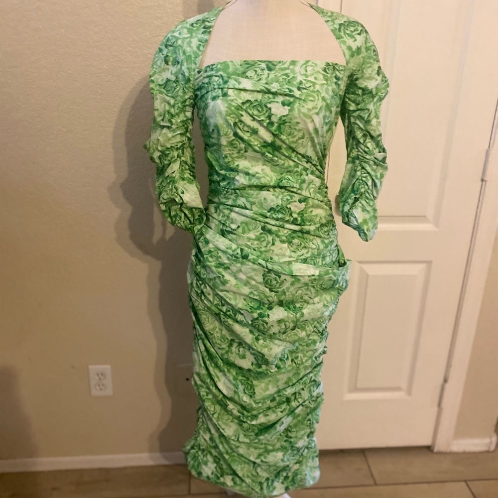 Ganni floral cotton poplin midi dress
